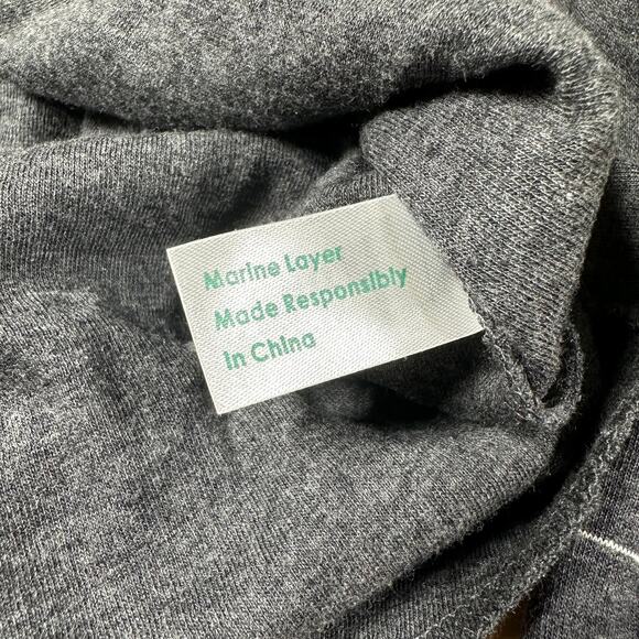 Marine Layer NWT Double Knit Henley in Faded Black Gray White Men's Size XL - Picture 6 of 10